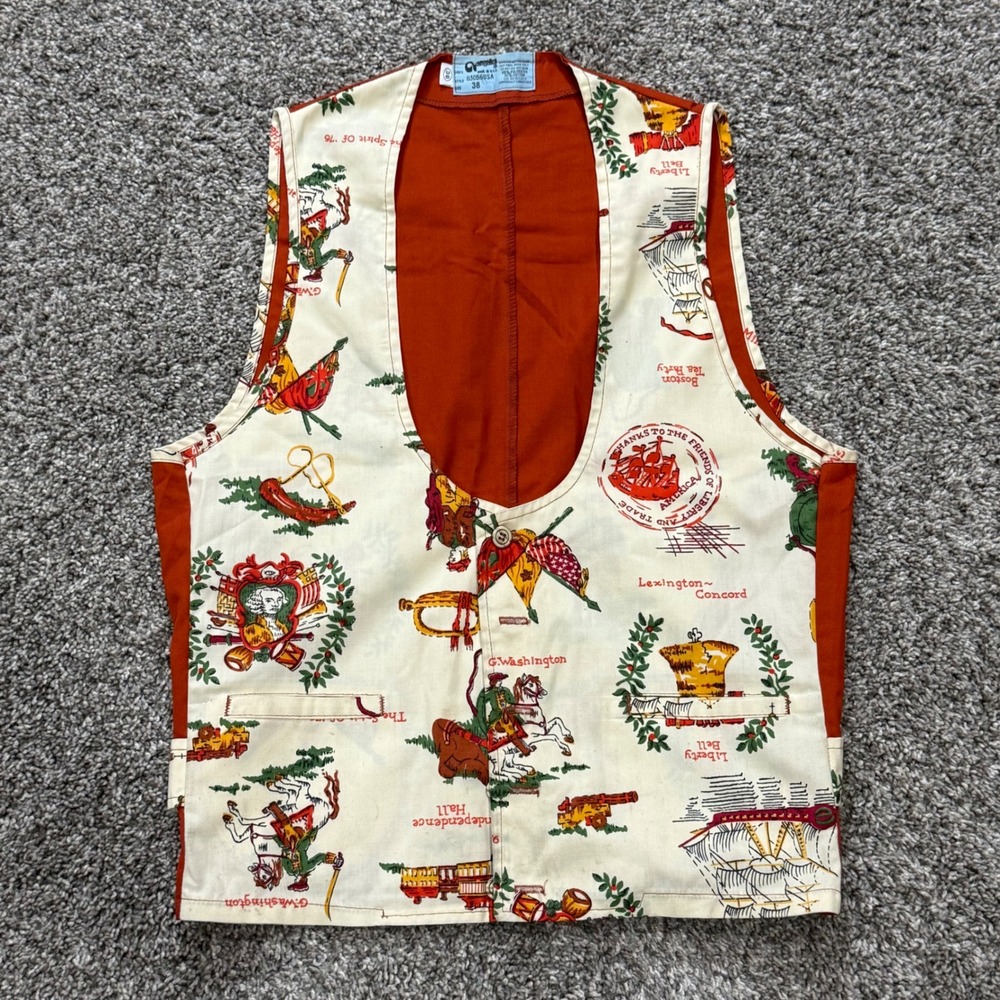 Vintage 60s Angelica American Revolution Bicentennial Vest Womens S/M 38 USA